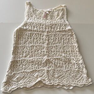 Kids Cream Lace Sleeveless Beach Coverup